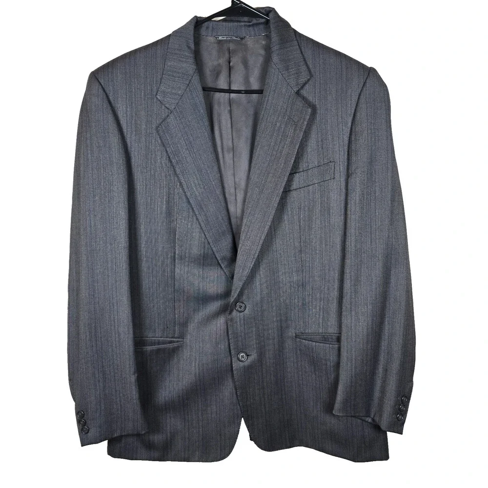 Ermenegildo Zegna Suit Jacket Blazer Mens Gray Wool 44 US 54 IT